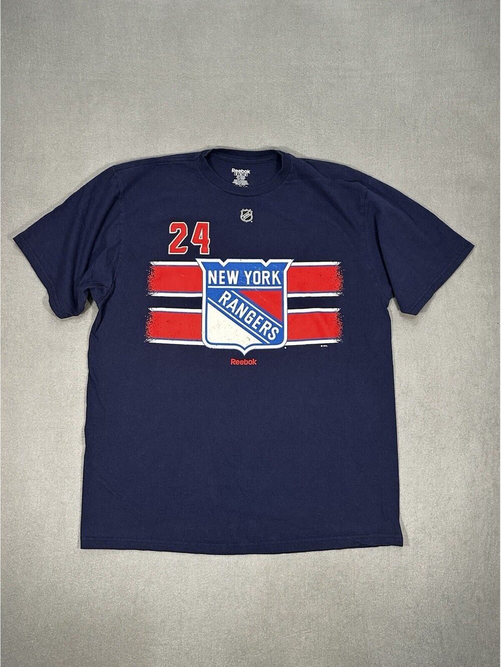 New York Rangers Size XL Ryan Callahan #24 T-Shirt Men’s Reebok NHL Hockey Blue